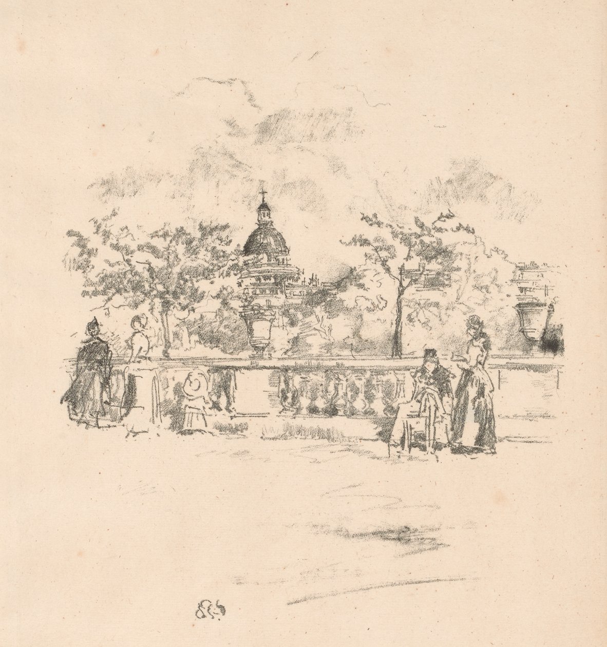Pantheon, fra terrassen i Luxembourg-haven af James Abbott McNeill Whistler