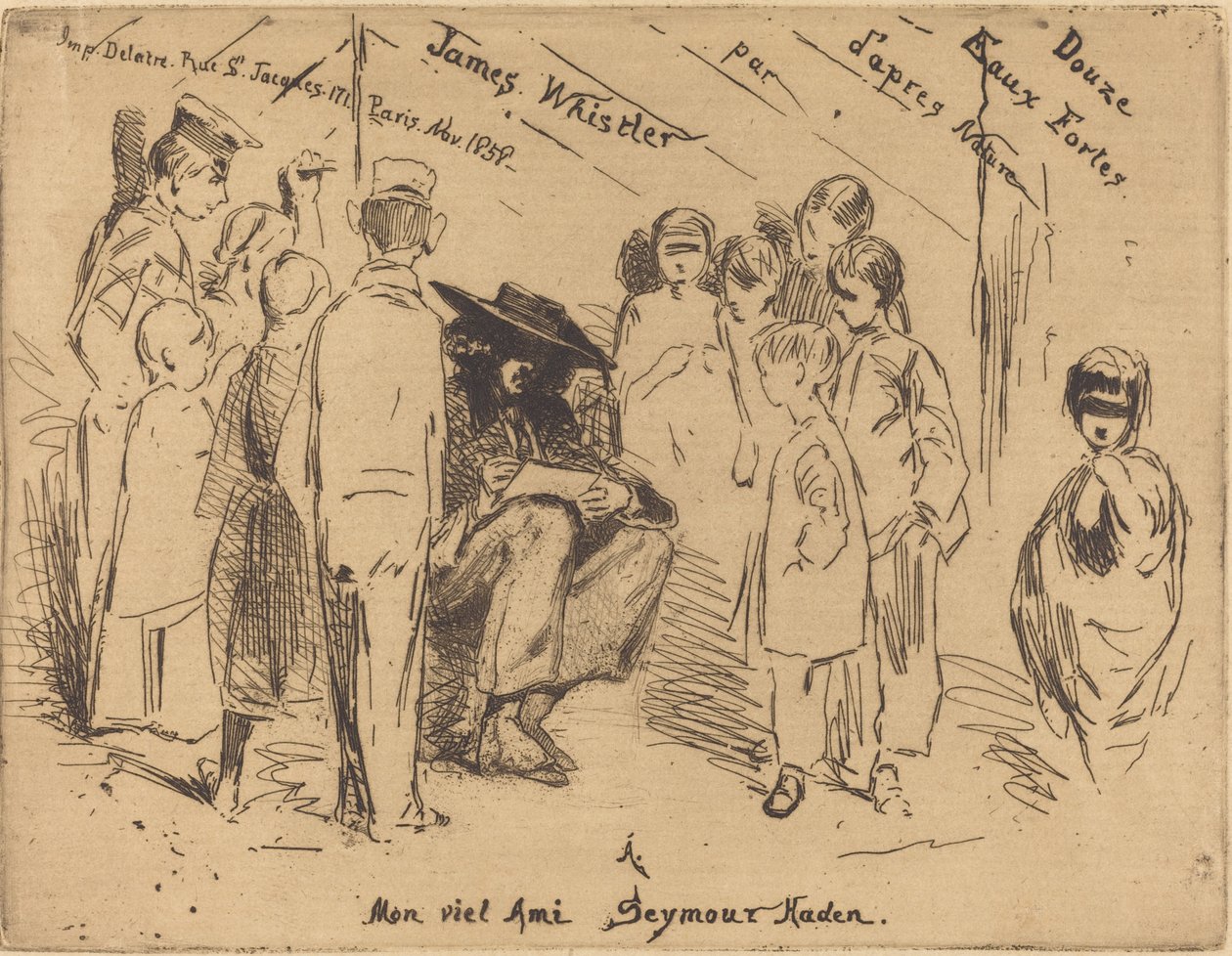 Titelsiden til "Tolv ætsninger fra naturen" af James Abbott McNeill Whistler