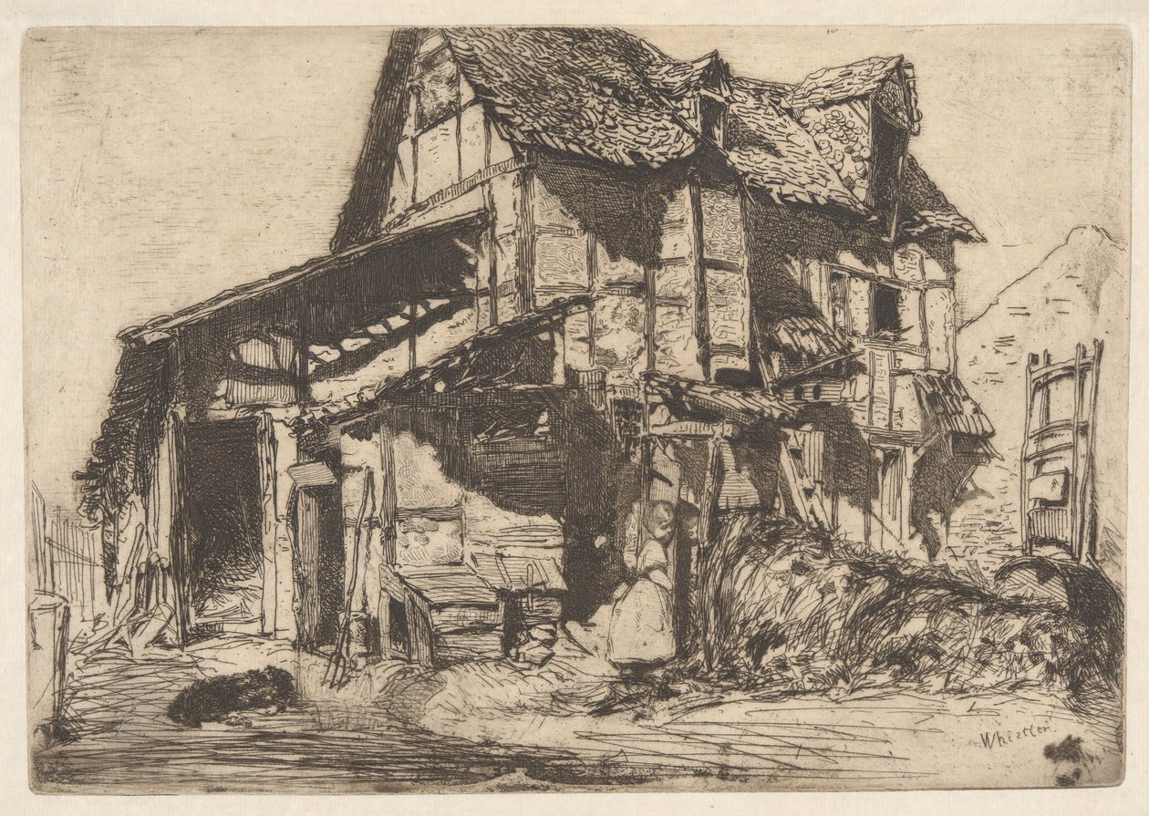 The Unsafe Tenement, fra det franske sæt (Douze Eaux-Fortes d af James Abbott McNeill Whistler