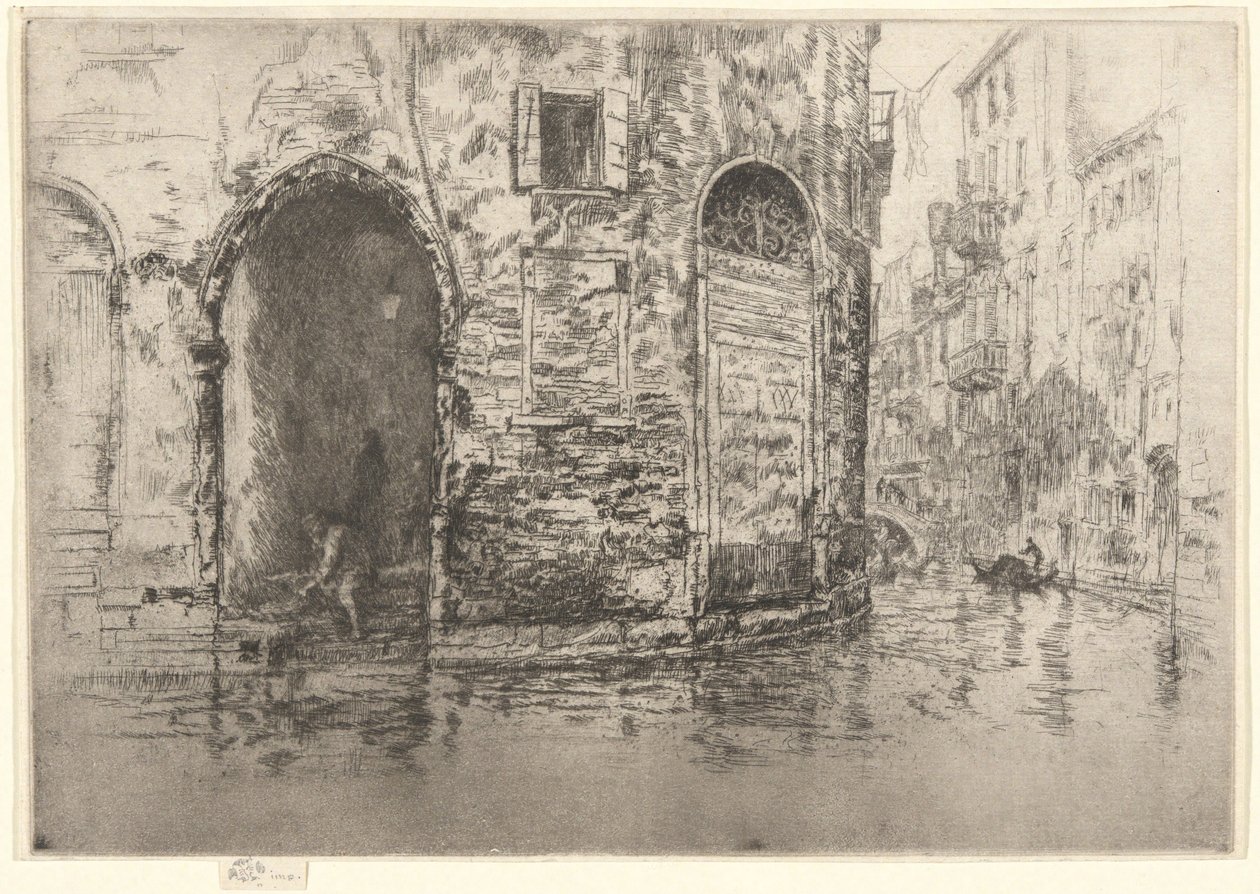 »To døråbninger«, fra den første Venedig-serie (Venedig, en serie på tolv raderinger) af James McNeill Whistler