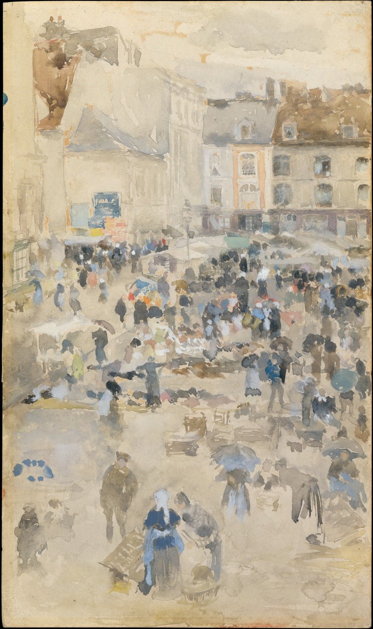 Variationer i violet og gråt - Markedspladsen, Dieppe af James McNeill Whistler