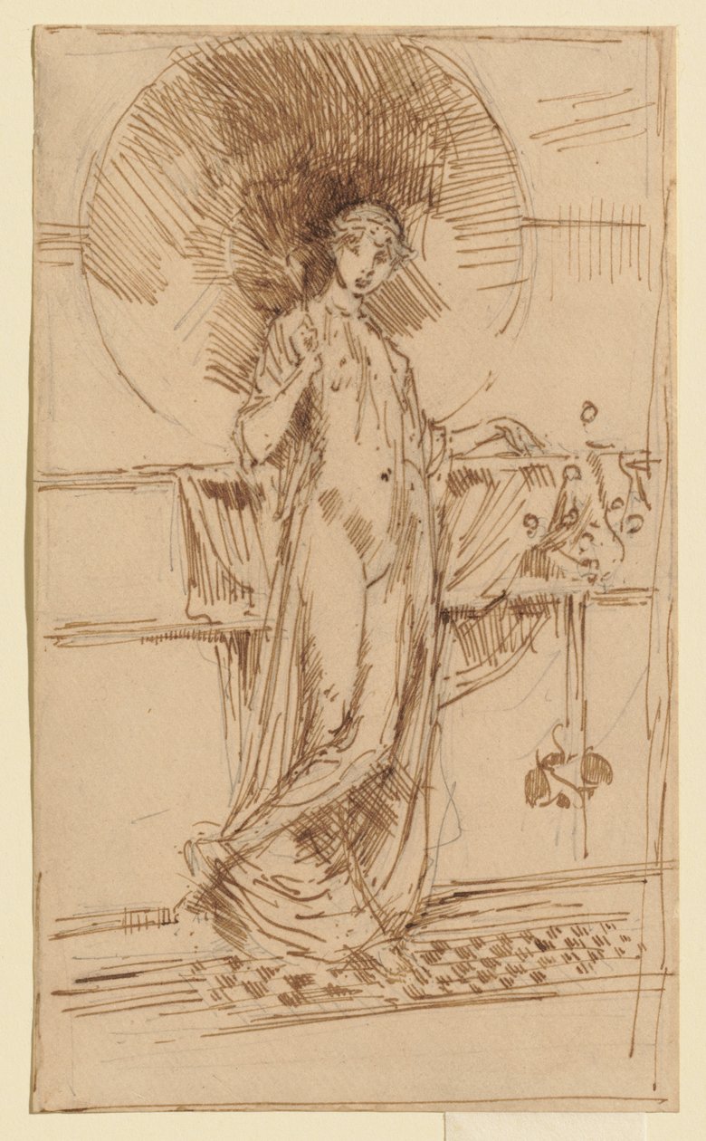 Kvinde med parasol (skitse til »Harmoni i blåt og guld«) af James McNeill Whistler