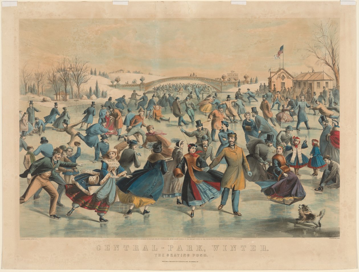 Central Park, Winter: The Skating Pond af James Merritt Ives