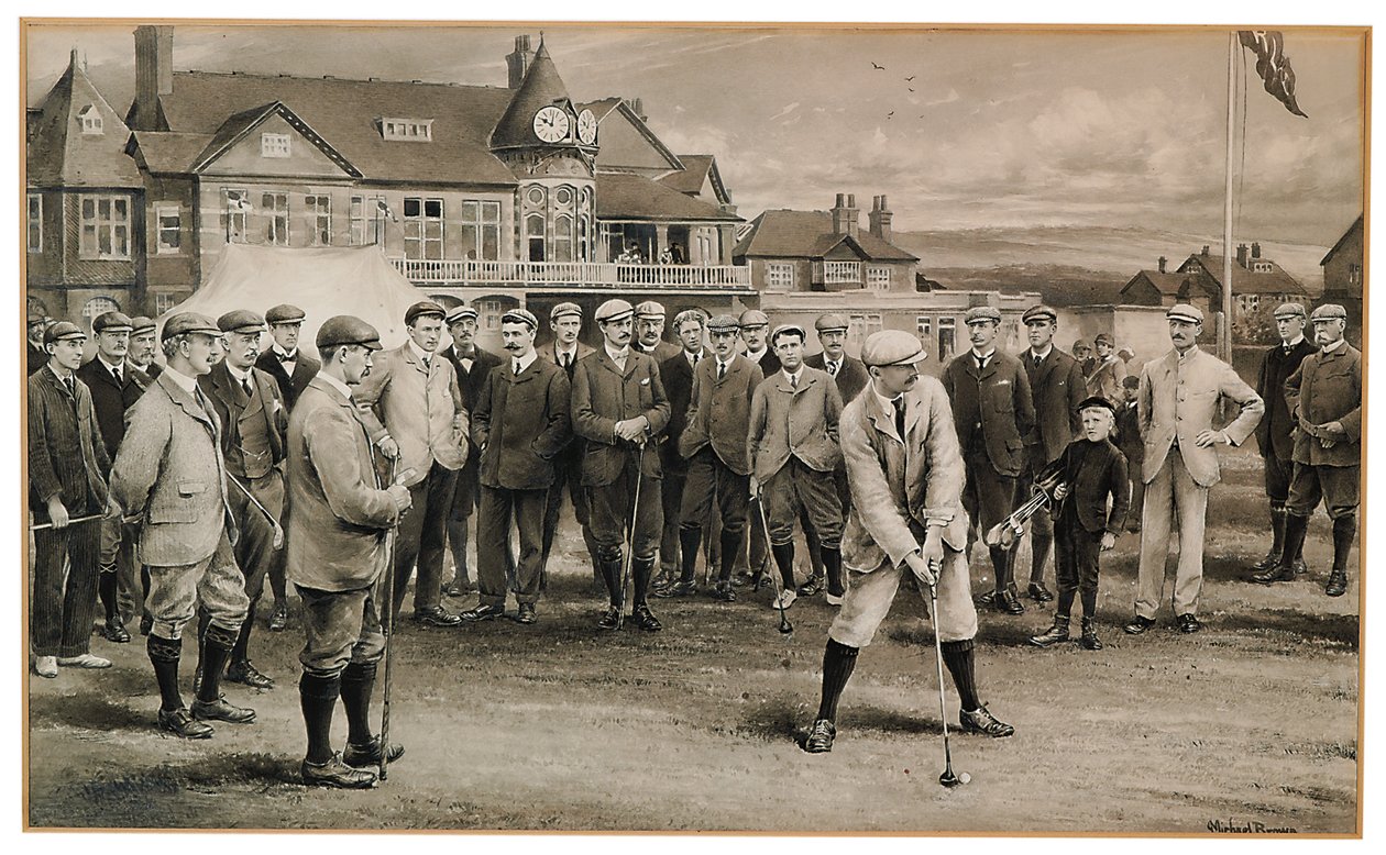 The International Golf Match of 1902 (blyant og grå vask på papir) (se også 2413665) af James Michael Brown