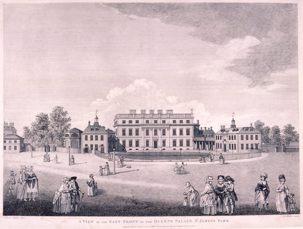 Østfronten af Buckingham House, Westminster, London, 1796 af James Miller