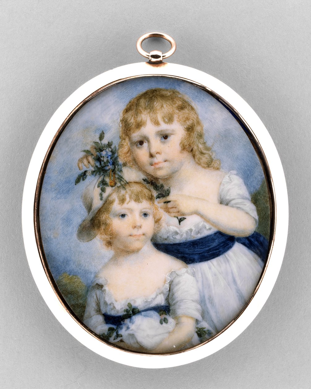 Portræt af to søstre, ca. 1795 (akvarel på elfenben af James Nixon