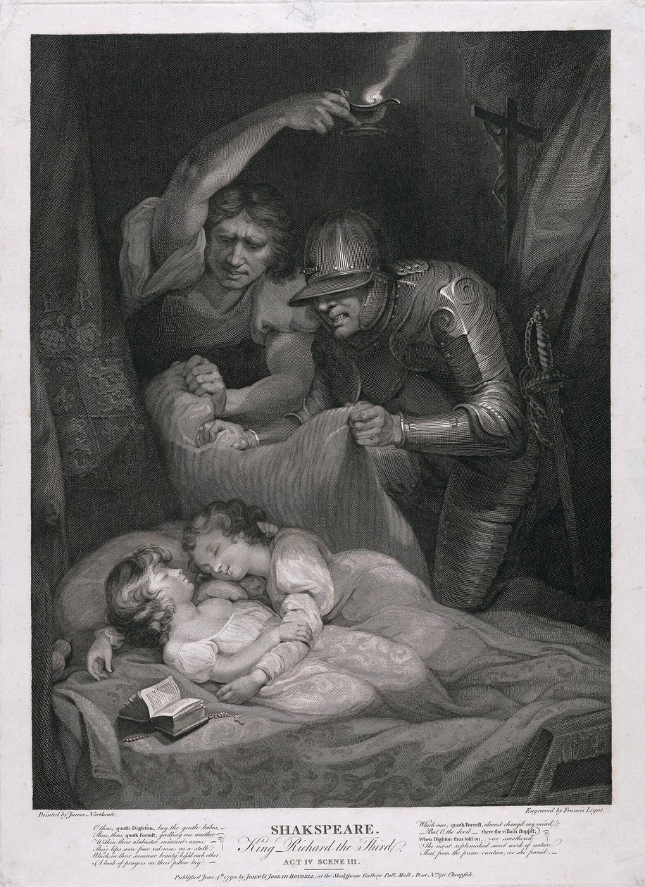 King Richard the Third: Act IV, Scene III The Murder of the Princes in the Tower pub. 1790. af James Northcote