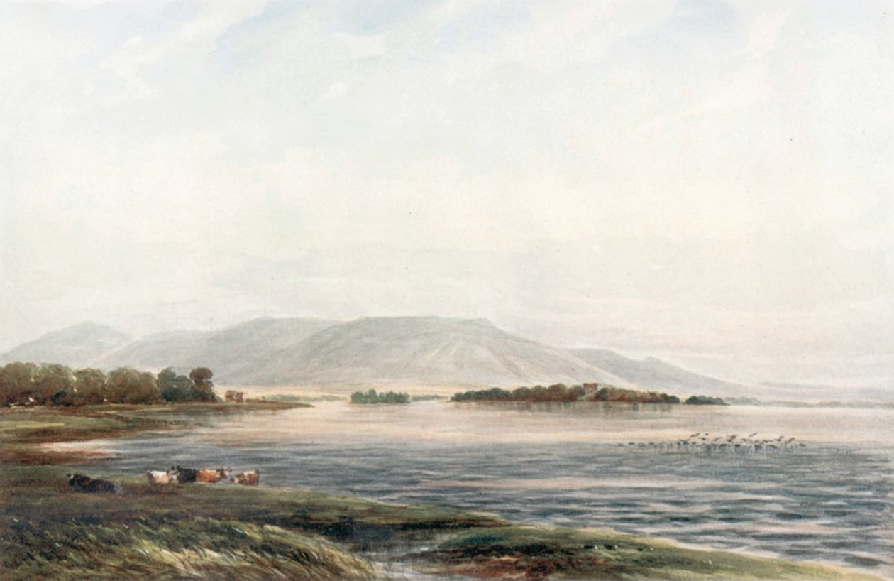 "Lochleven Castle" (farvelitografi) af James Orrock