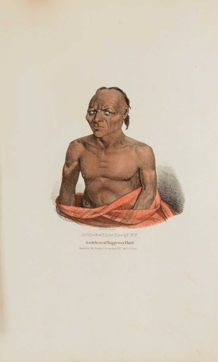 ASH-E-TAA-NA-QUET; En berømt Chippeway-høvding, fra The Aboriginal Portfolio af James Otto Lewis