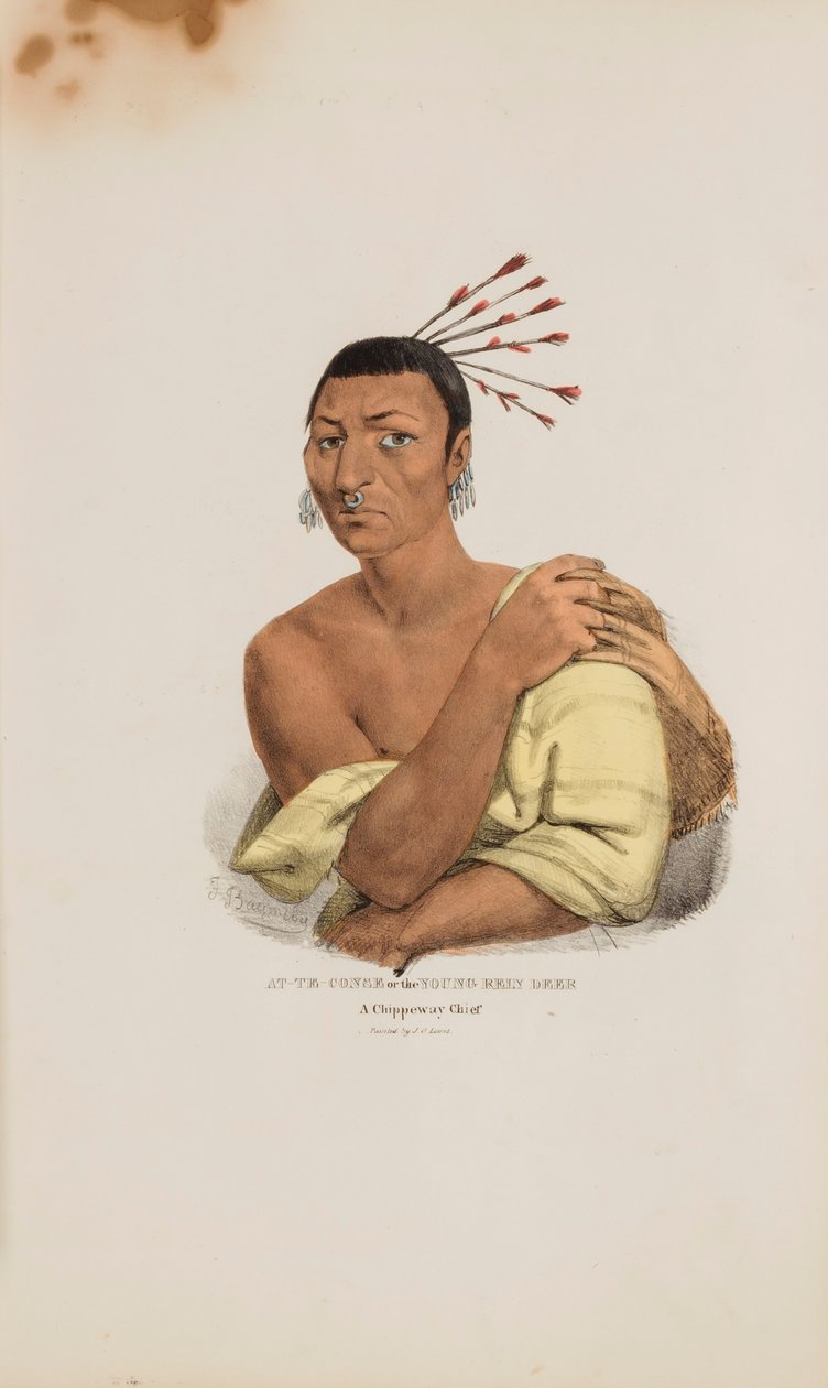 AT-TE-CONSE eller den unge hjort; en Chippeway-høvding, fra The Aboriginal Portfolio af James Otto Lewis