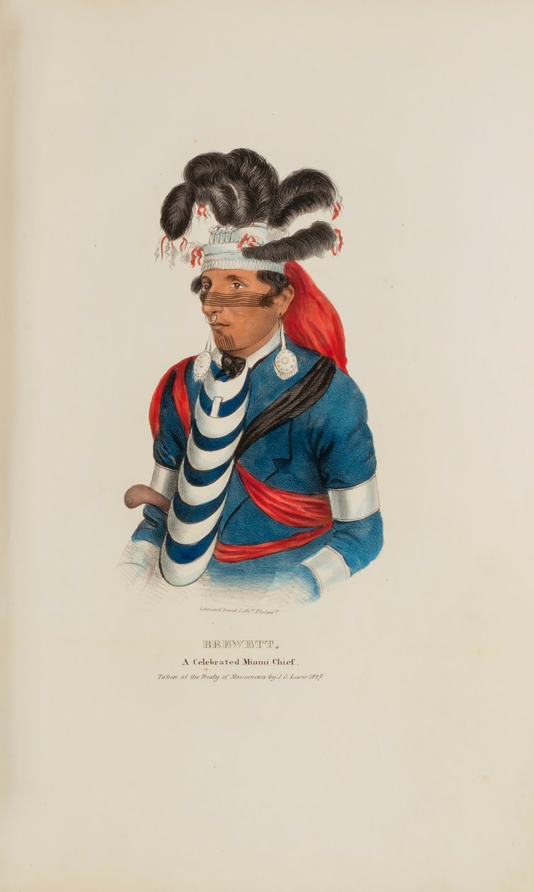 BREWETT; En berømt høvding Miami-høvding, fra The Aboriginal Portfolio af James Otto Lewis