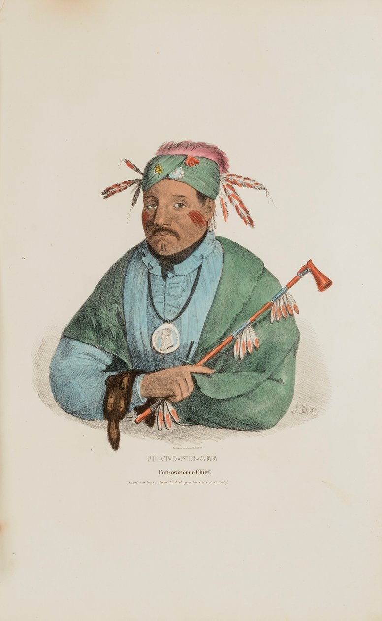 CHAT-O-MIS-SEE; Pottowattomie-høvding, fra The Aboriginal Portfolio af James Otto Lewis