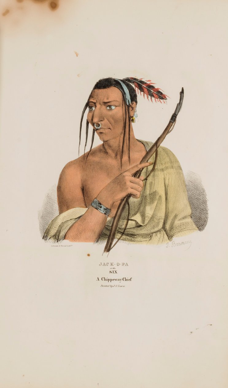 JACK-O-PA eller De Seks; En Chippeway-høvding, fra The Aboriginal Portfolio af James Otto Lewis