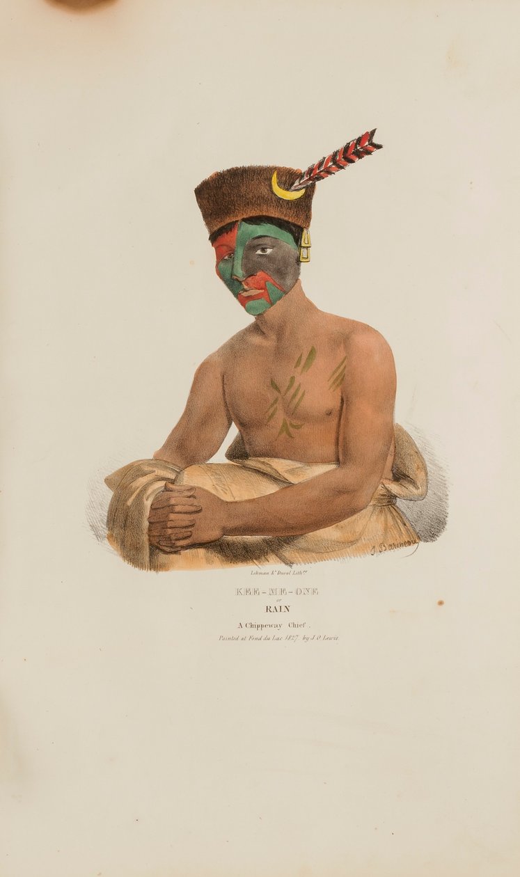 KEE-ME-ONE eller Rain; En Chippeway-høvding, fra The Aboriginal Portfolio af James Otto Lewis
