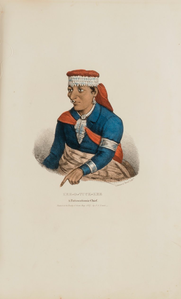 KEE-O-TUCK-KEE; En Pottowattomie-høvding, fra The Aboriginal Portfolio af James Otto Lewis