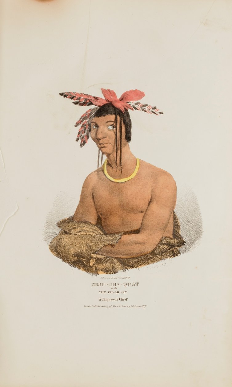 MISH-SHA-QUAT eller den klare himmel; en Chippeway-høvding, fra The Aboriginal Portfolio af James Otto Lewis