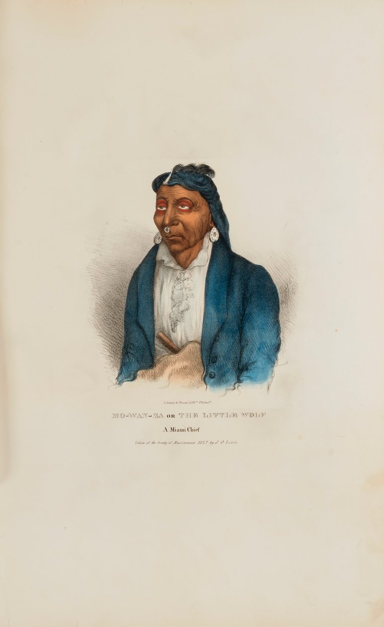 MO-WAN-ZA eller Den lille ulv; en Miami-høvding, fra The Aboriginal Portfolio af James Otto Lewis