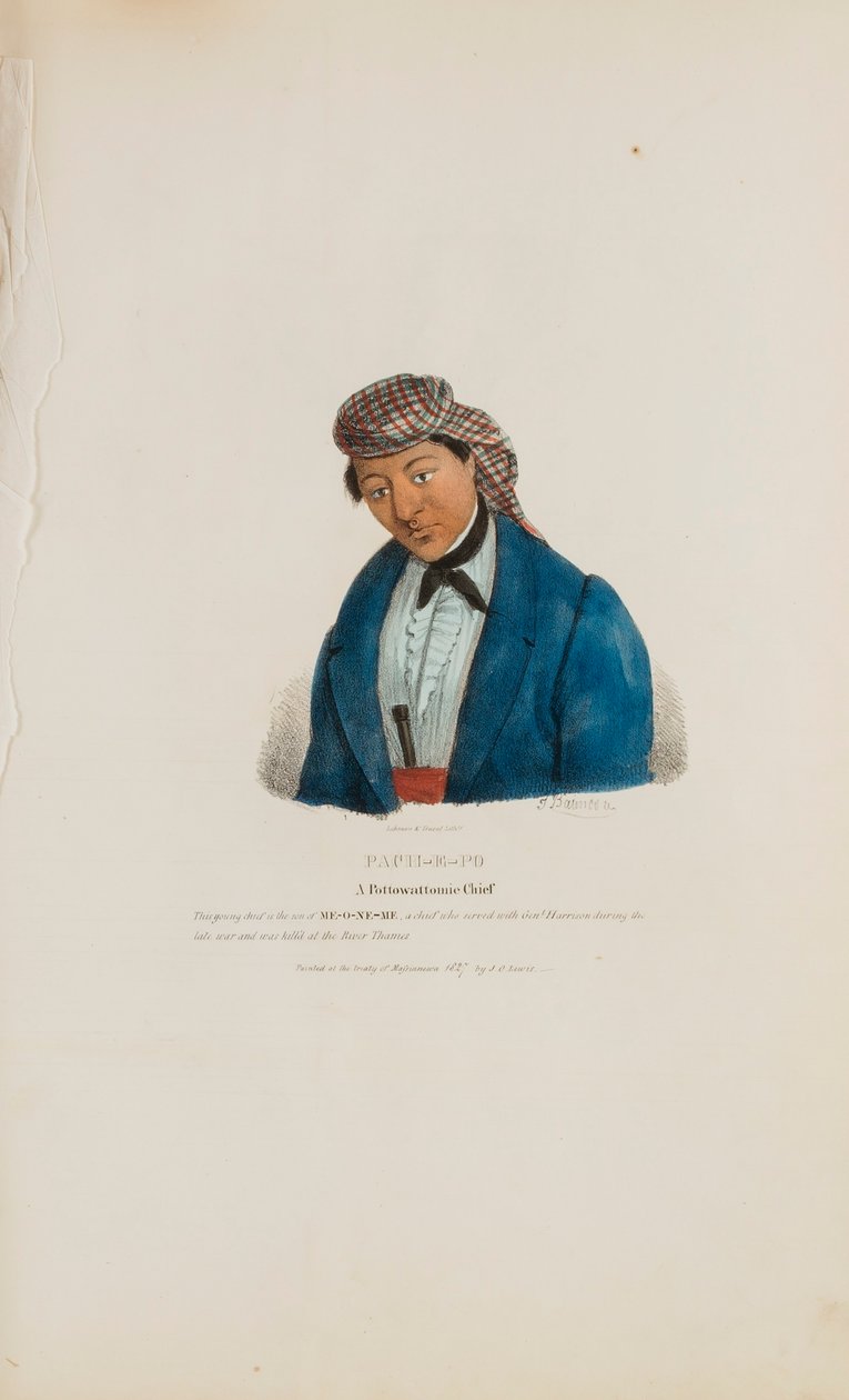 PACHE-E-PO; En Pottowattomie-høvding, fra The Aboriginal Portfolio af James Otto Lewis