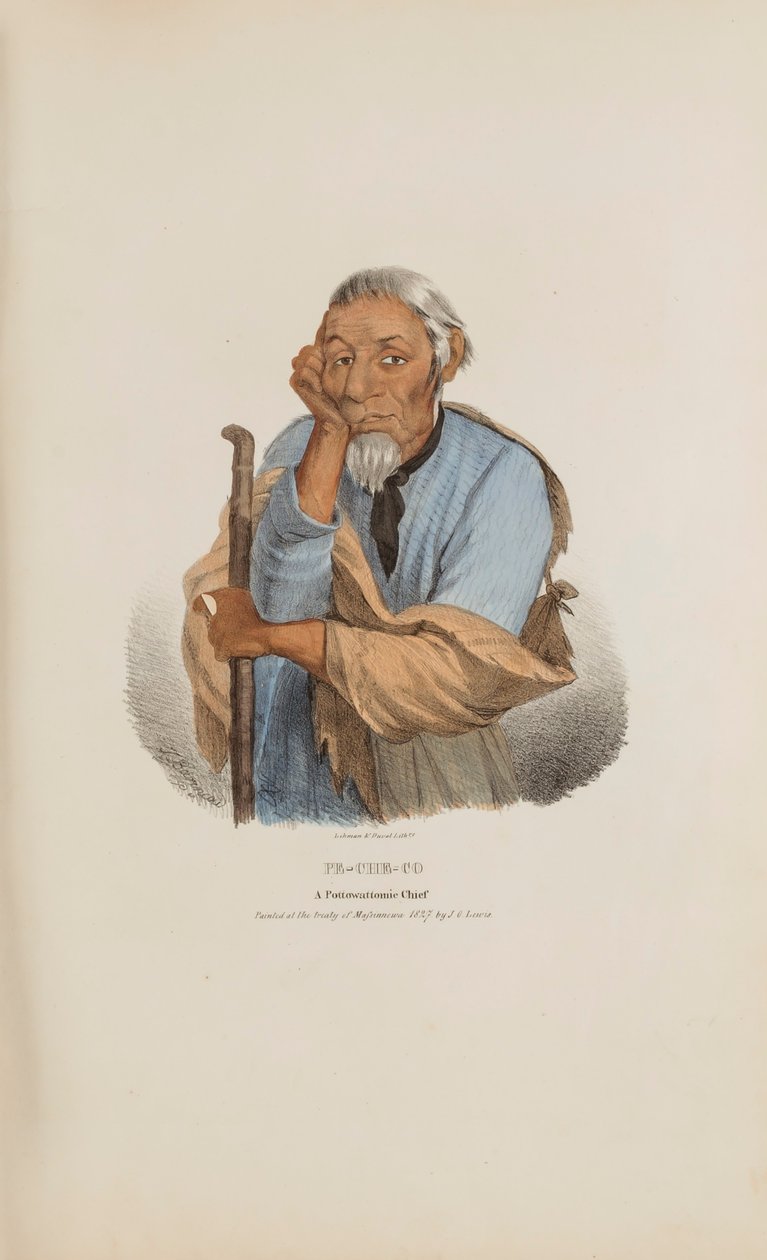 PE-CHE-CO; En Pottowattomie-høvding, fra The Aboriginal Portfolio af James Otto Lewis