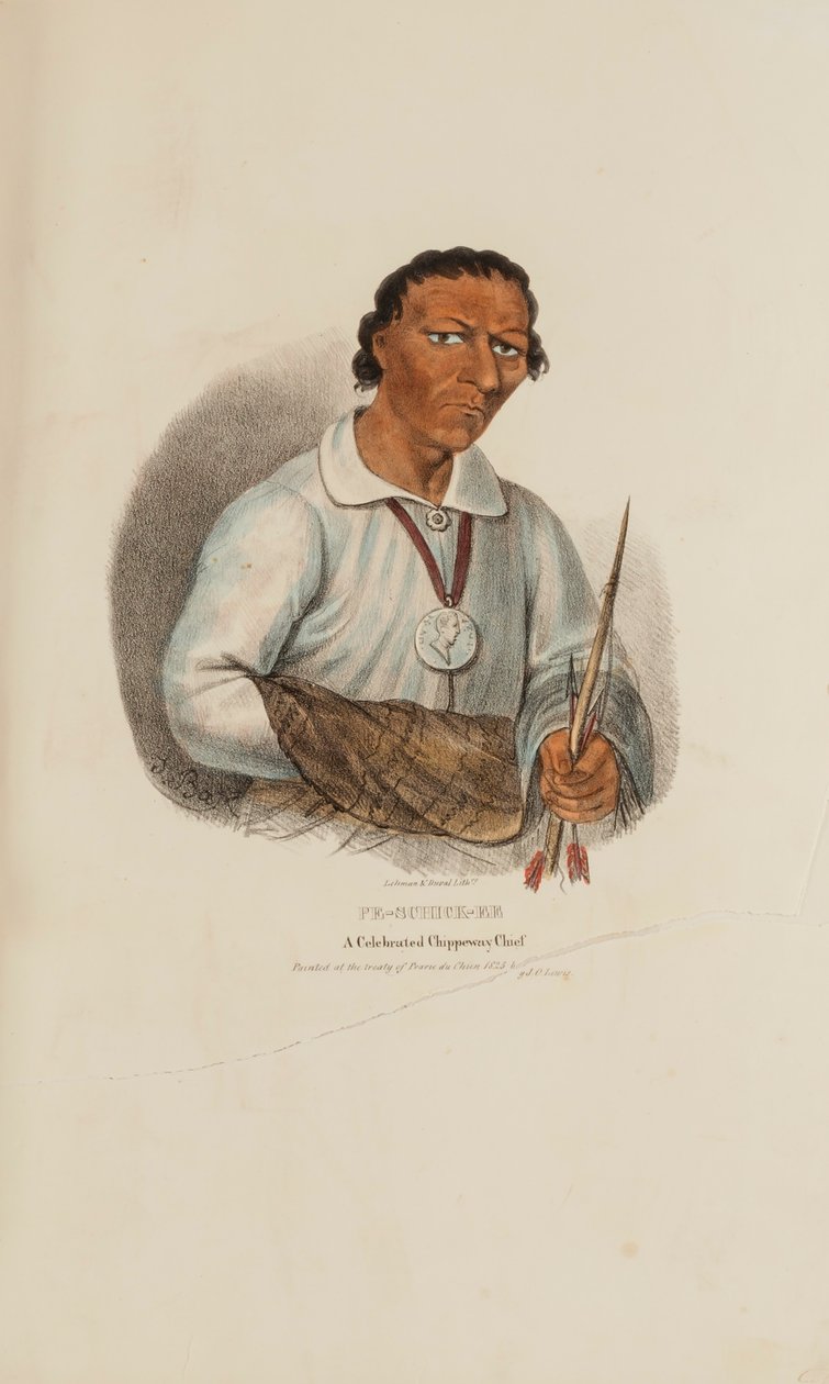 PE-SCHICK-EE; En berømt Chippeway-høvding, fra The Aboriginal Portfolio af James Otto Lewis
