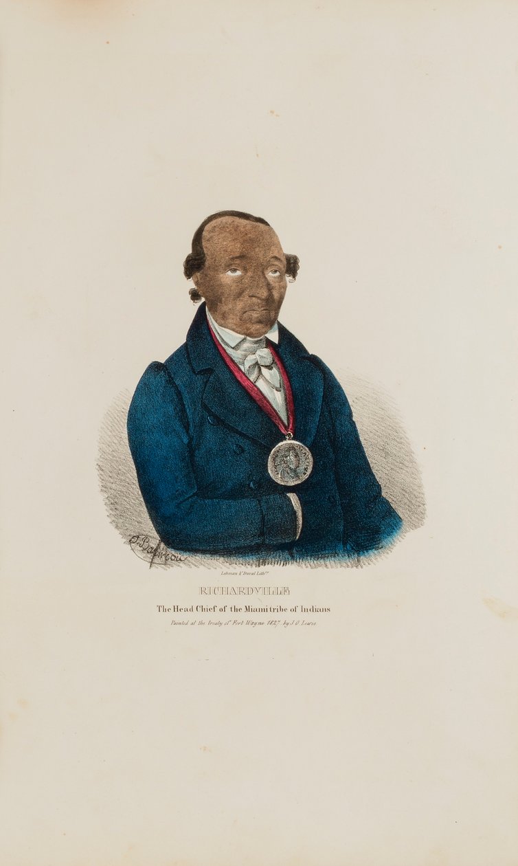 RICHARDVILLE; Overhøvdingen for Miami-stammen af indianerne, fra The Aboriginal Portfolio af James Otto Lewis