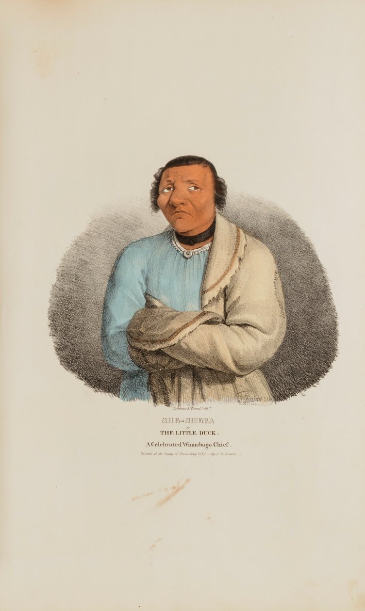 SHE-SHEBA eller Den lille and; en berømt Winnebago-høvding, fra The Aboriginal Portfolio af James Otto Lewis