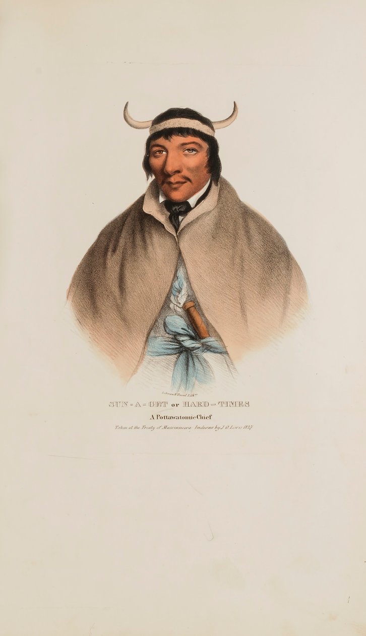 SUN-A-GET eller hårde tider; En Pottawatomie-høvding, fra The Aboriginal Portfolio af James Otto Lewis