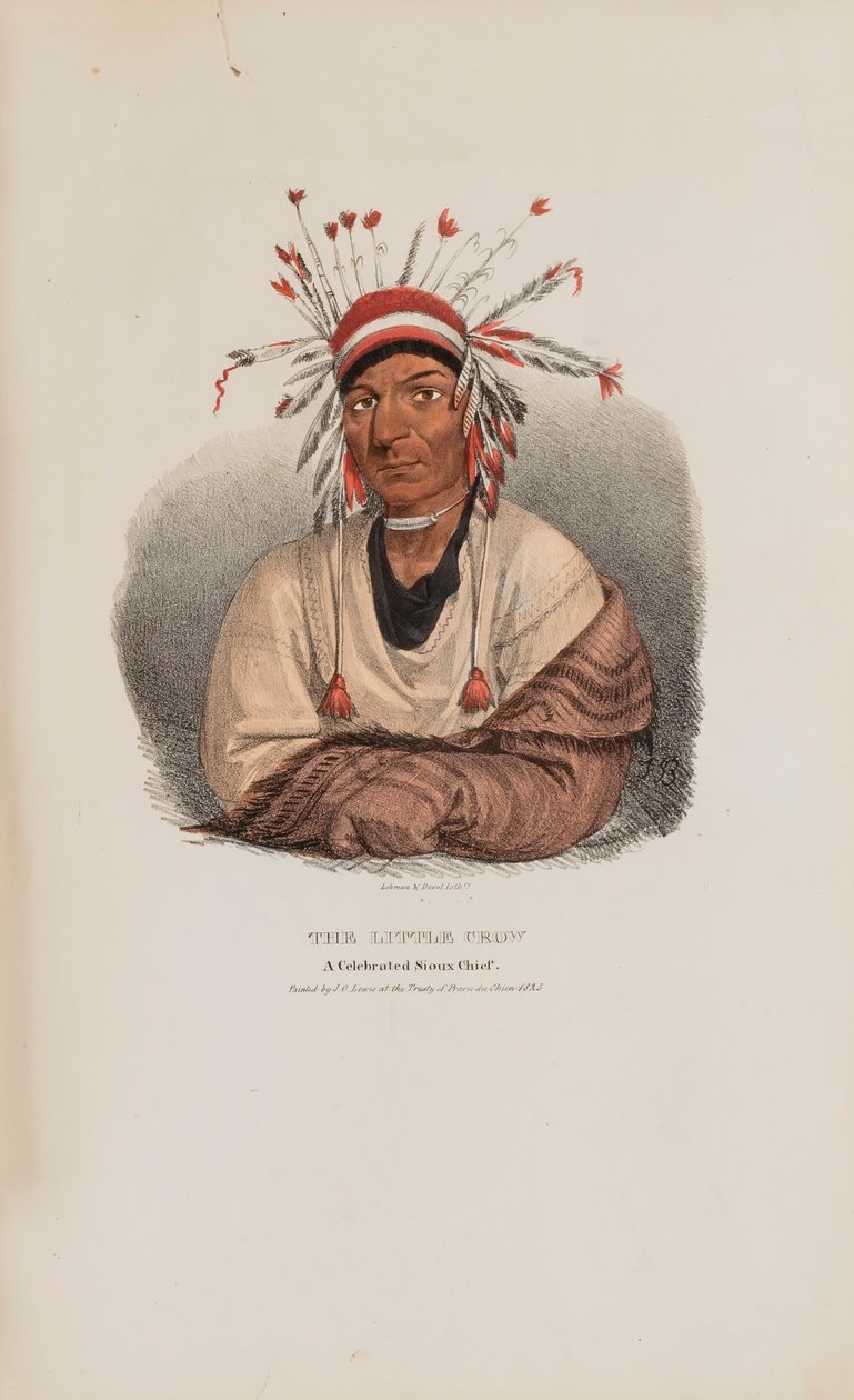 THE LITTLE CROW, en berømt sioux-høvding, fra The Aboriginal Portfolio af James Otto Lewis