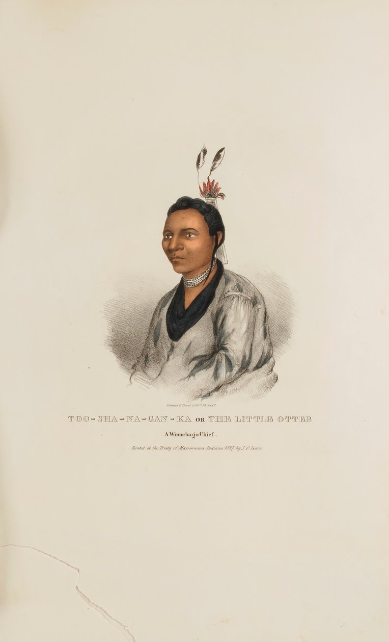 TOO-SHA-NA-GAN-KA eller Den lille odder; en Winnebago-høvding, fra The Aboriginal Portfolio af James Otto Lewis