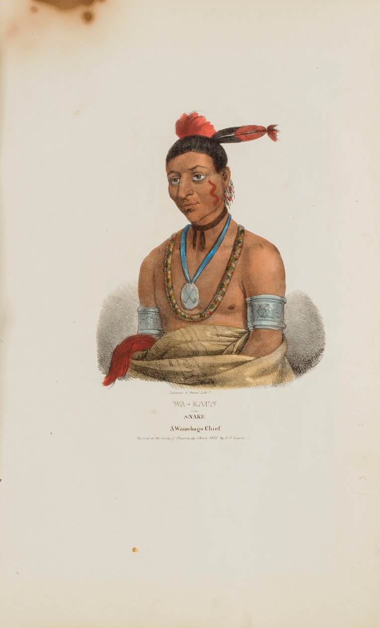 WA-KAUN eller Slangen; En Winnebago-høvding, fra The Aboriginal Portfolio af James Otto Lewis