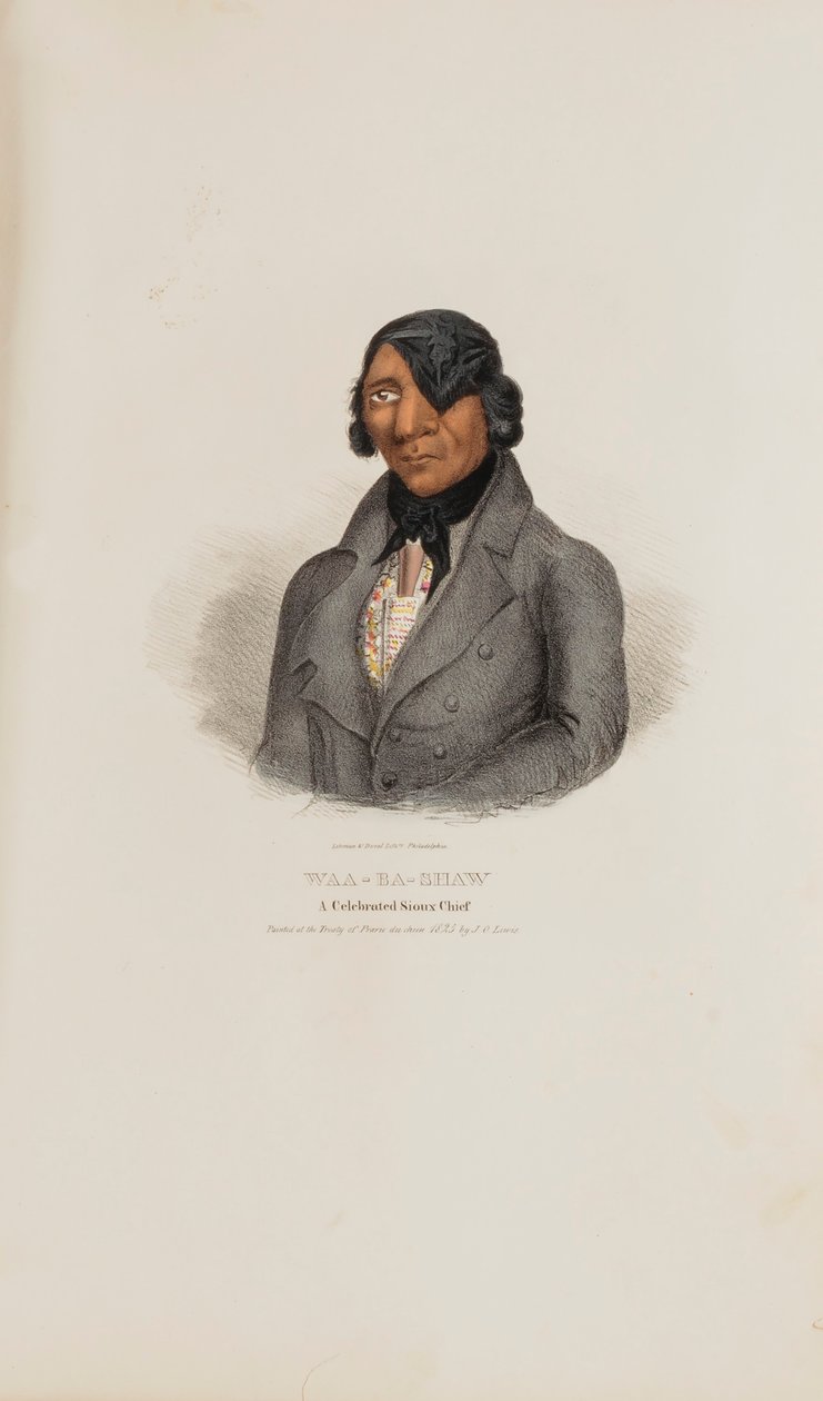 WAA-BA-SHAW; En berømt sioux-høvding, fra The Aboriginal Portfolio af James Otto Lewis