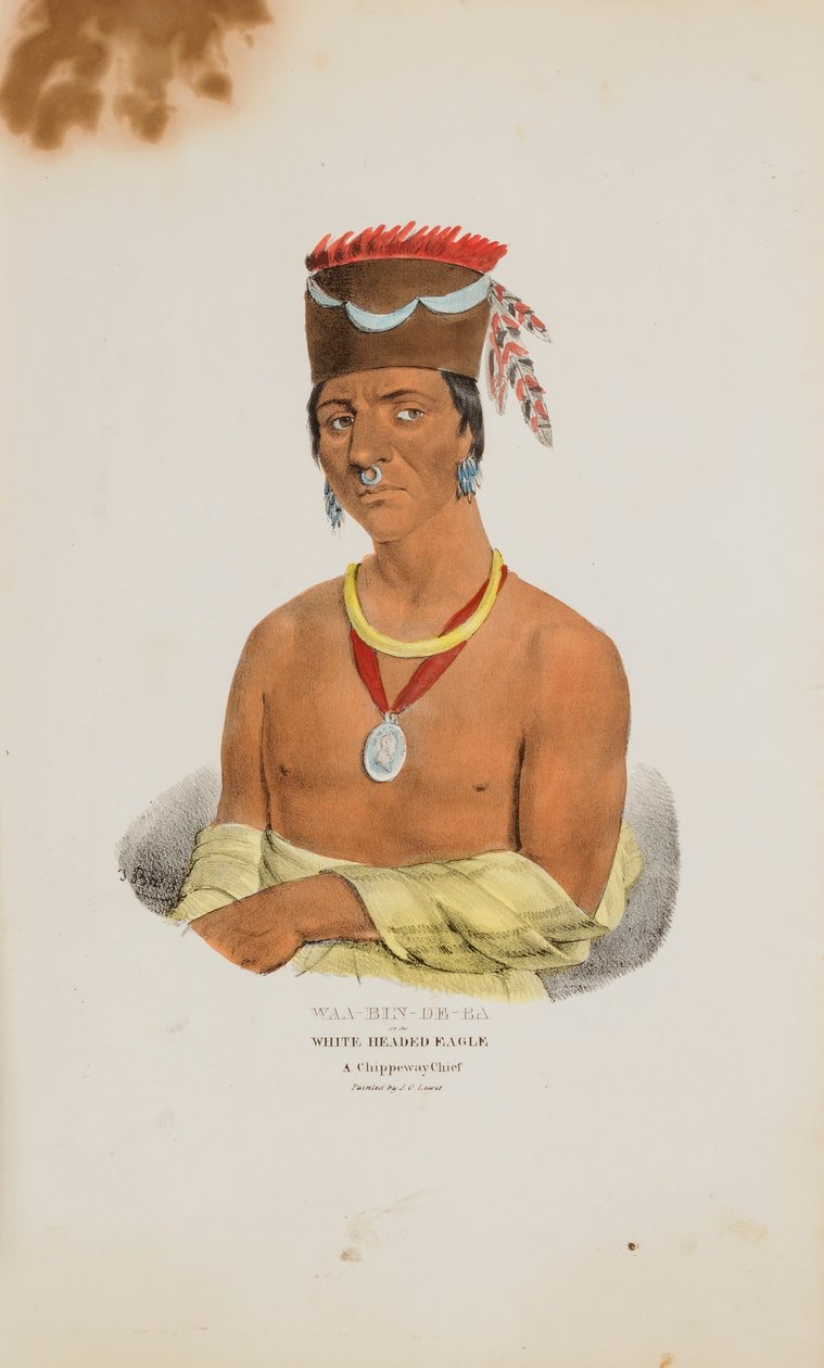 WAA-BIN-DE-BA eller den hvidhovedede ørn; en Chippeway-høvding, fra The Aboriginal Portfolio af James Otto Lewis