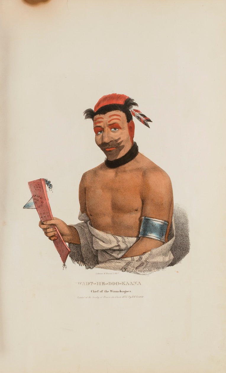 WADT-HE-DOO-KAANA; høvding for Winnebagoerne, fra The Aboriginal Portfolio af James Otto Lewis