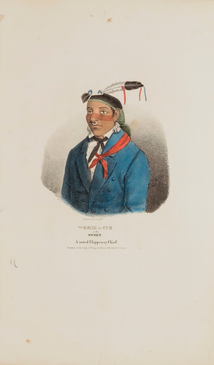 WEESH-CUB eller den søde; en kendt Chippeway-høvding, fra The Aboriginal Portfolio af James Otto Lewis