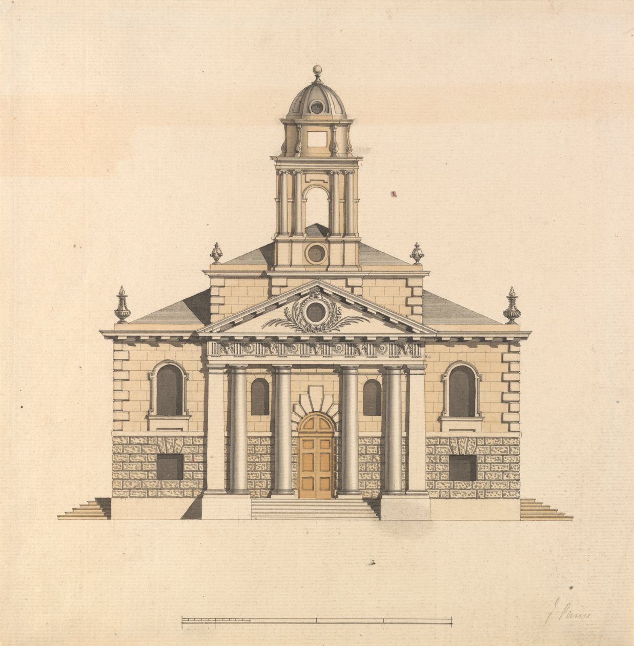Design for a Church: Elevation of the West Front af James Paine