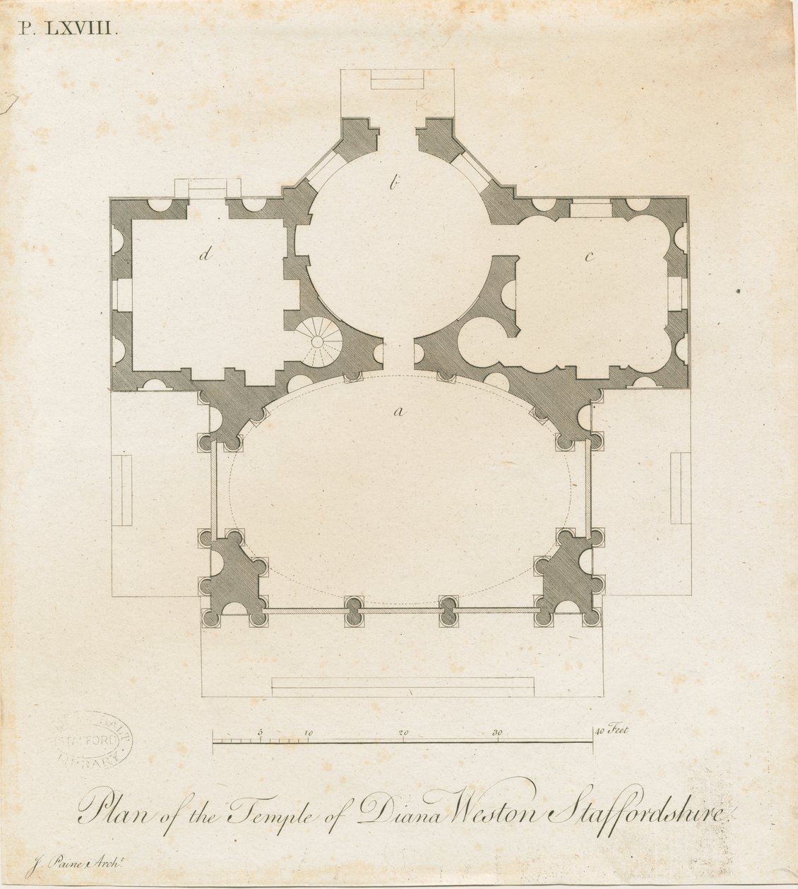 Weston-under-Lizard - The Temple of Diana: gravering, nd [c 1765-1770] (print) af James Paine