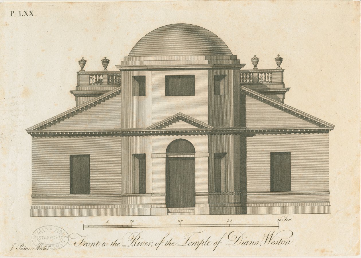 Weston-under-Lizard - The Temple of Diana: gravering, nd [c 1765-1770] af James Paine