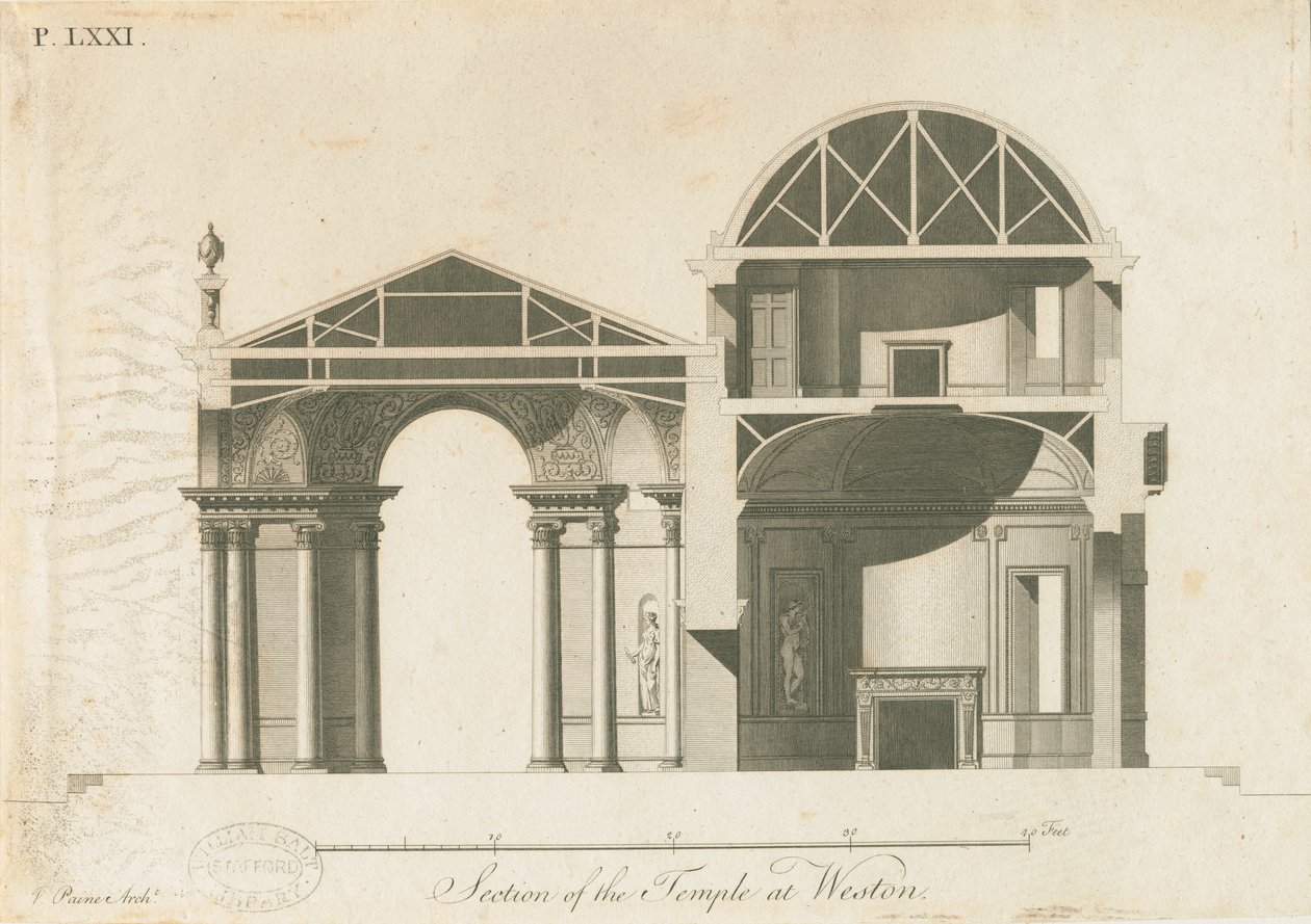 Weston-under-Lizard - The Temple of Diana: gravering, nd [c 1765-1770] af James Paine