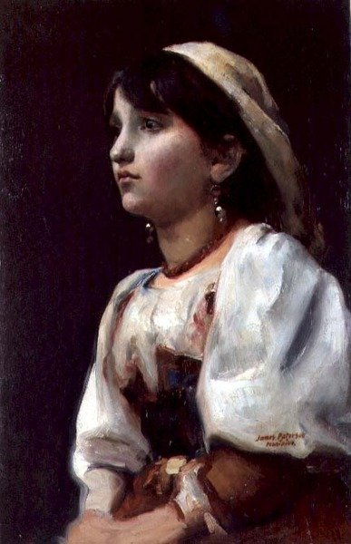 Italiensk pige, ca. 1890 (olie på lærred) af James Paterson
