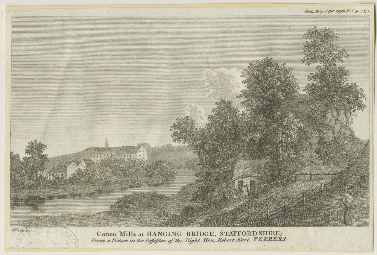 Mayfield - Hanging Bridge: gravering, nd [c 1796] af James Peller Malcolm