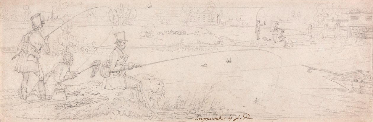 Bundfiskeri nær Totten Mill (grafit på papir) af James Pollard