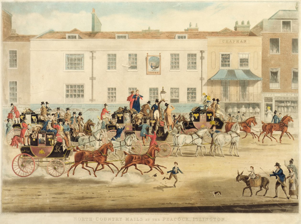 North Country Mails på The Peakcock, Islington, 1838 af James Pollard