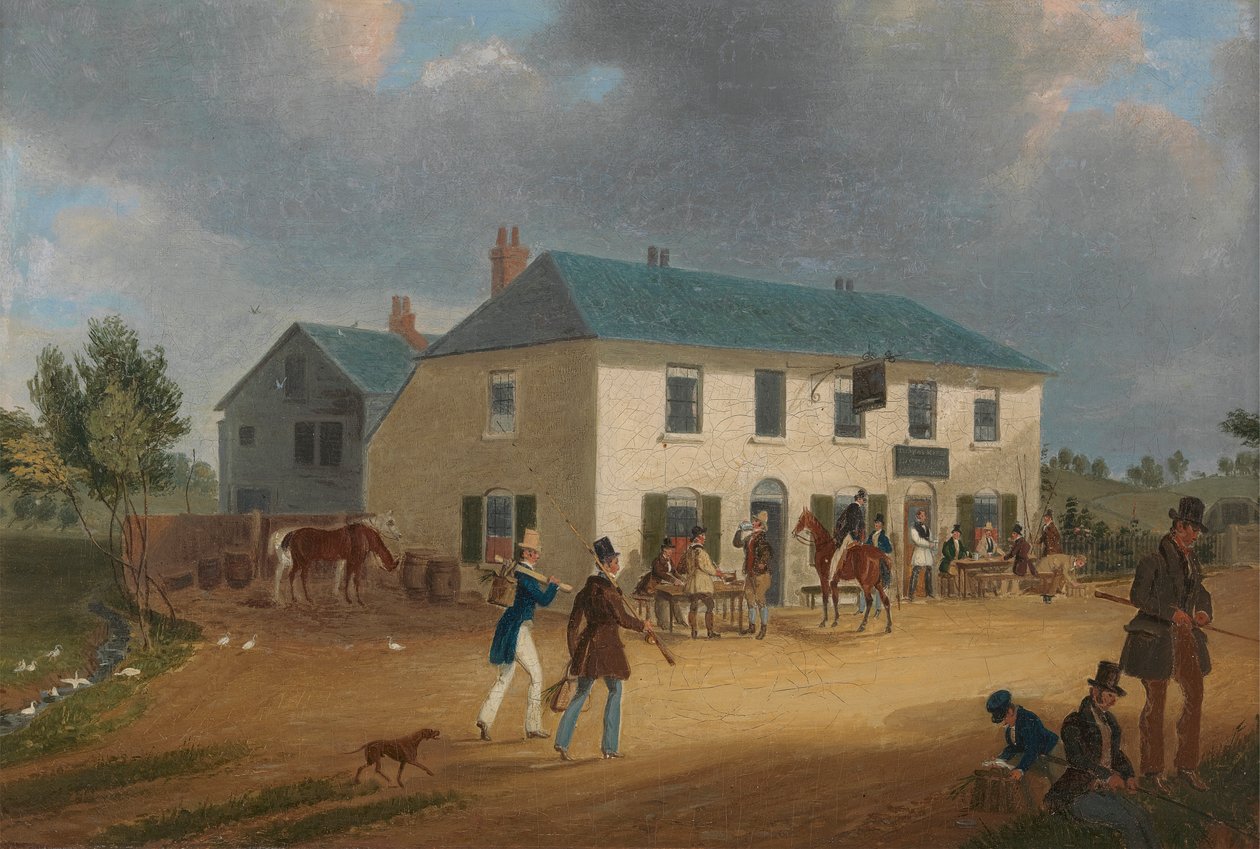 Uden for Pike and Anchor Inn ved Ponders End, Middlesex af James Pollard