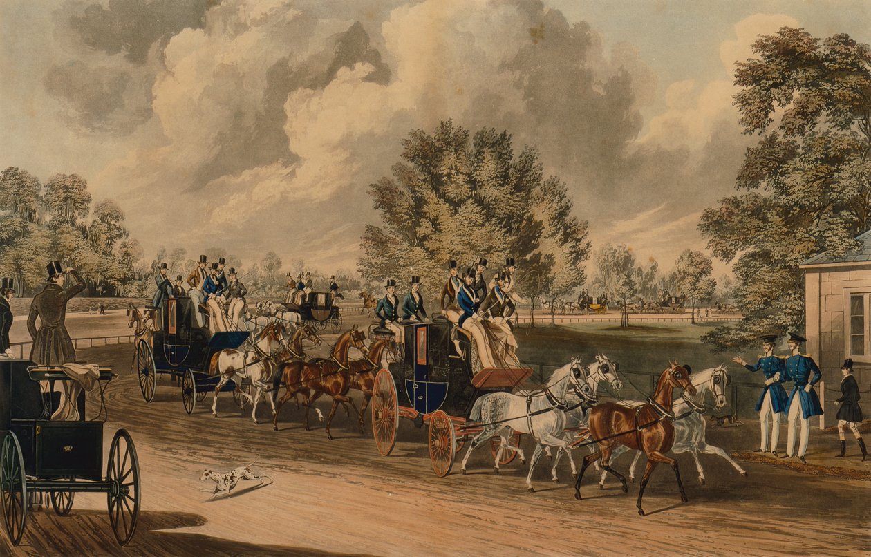 The Four in Hand Club, Hyde Park (farvet gravering) af James Pollard
