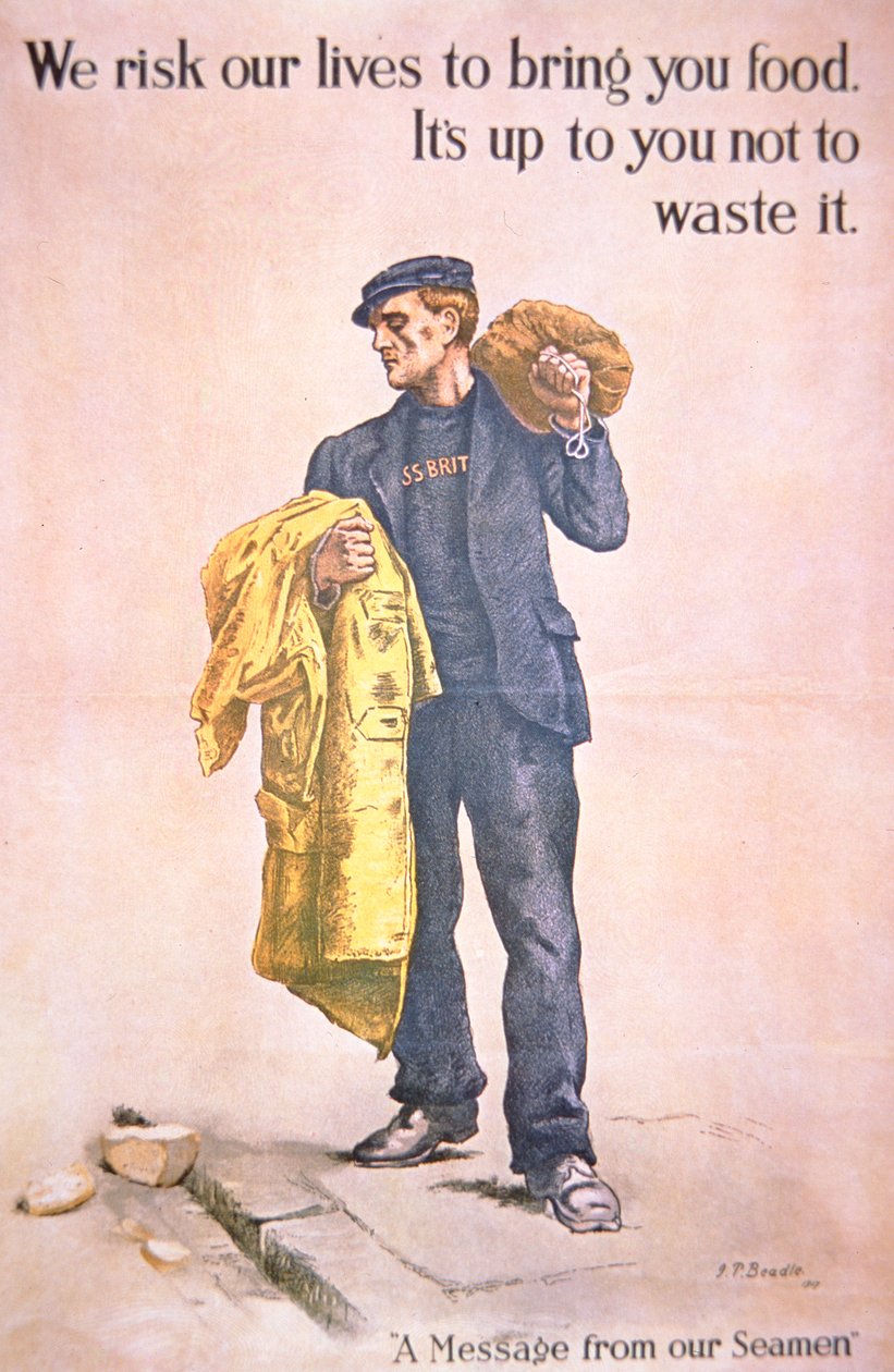Britisk plakat fra første verdenskrig med sømand af James Prinsep (after) Beadle
