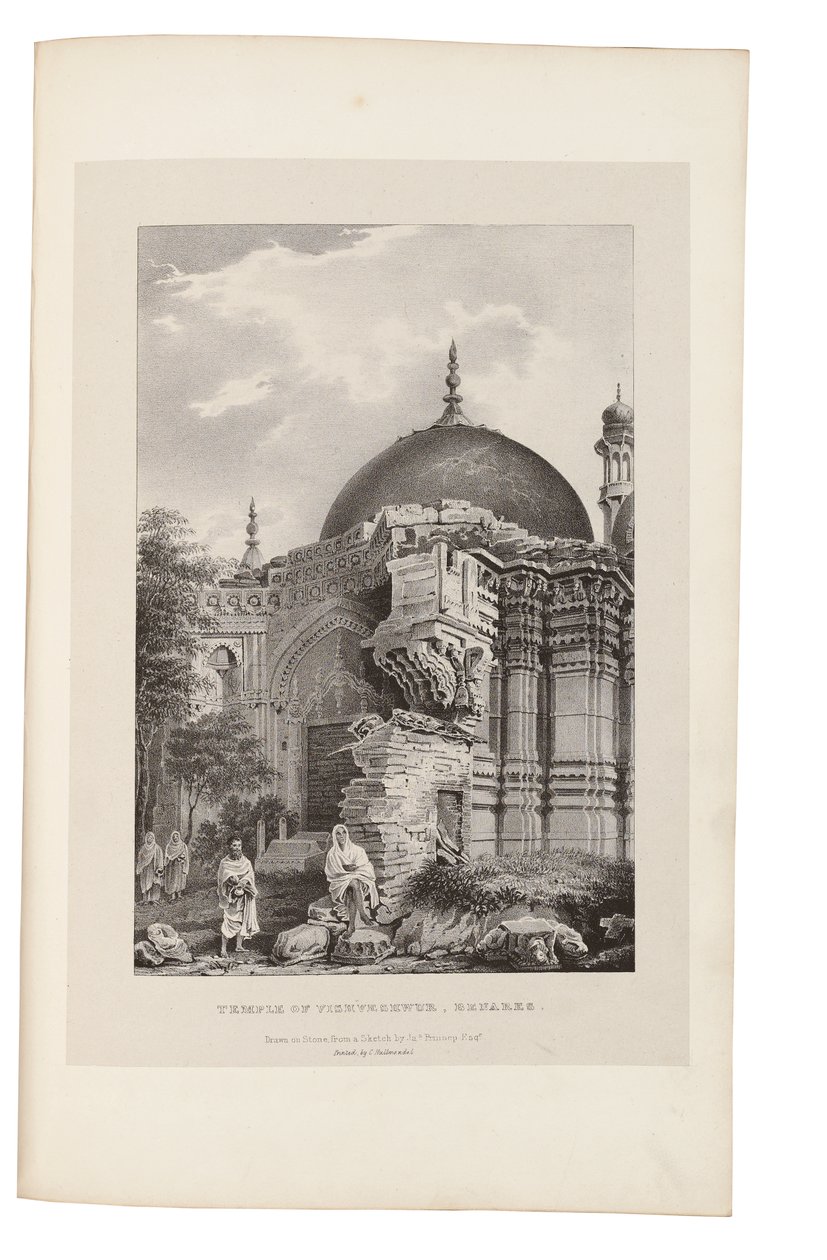 Vishweshwur-templet, Benares 1831-33 (litografi) af James Prinsep