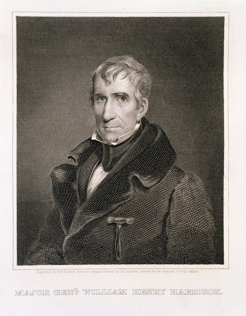 Generalmajor William Henry Harrison, graveret af Richard W. Dodson (1812-67) af James Reid Lambdin