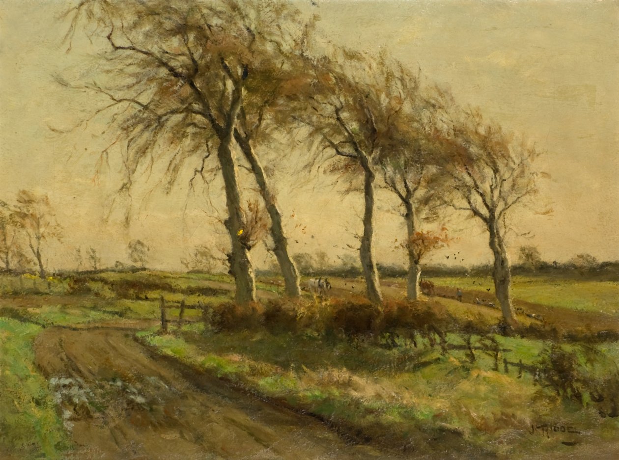 En åben dag om vinteren (olie på lærred) af James Riddel