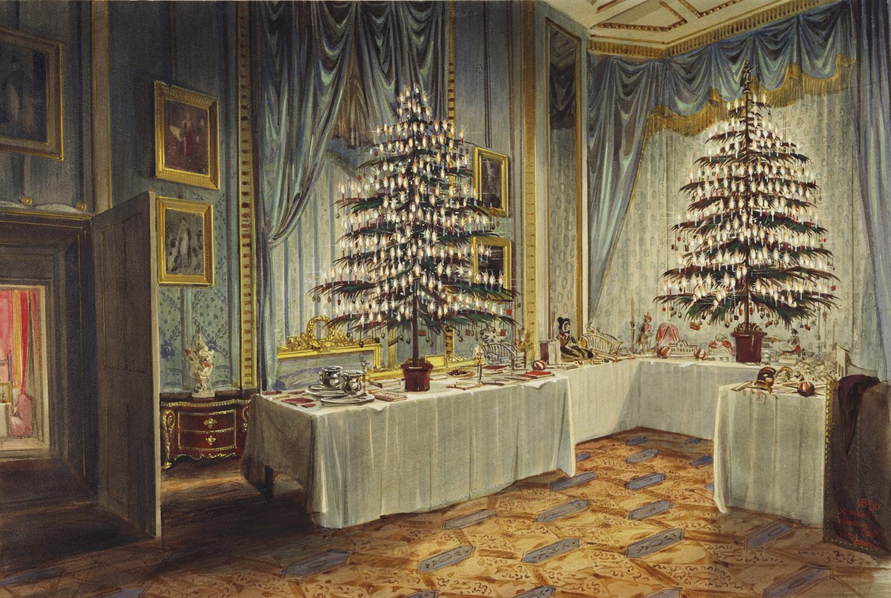 Juletræer af hertuginden af Kent og de kongelige børn på Windsor Castle, 1850 af James Roberts