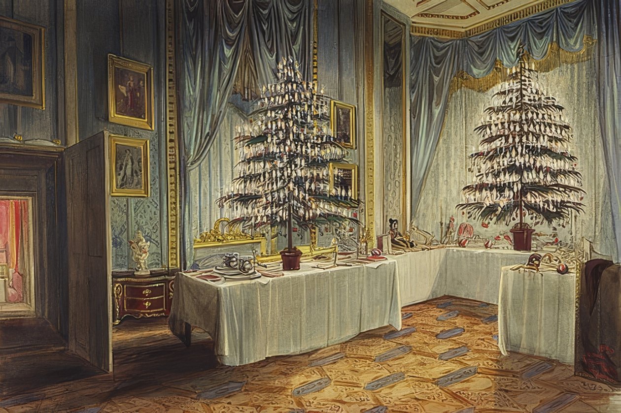 Hertuginde af Kent juletræer ved Windsor Castle. 1850 af James Roberts